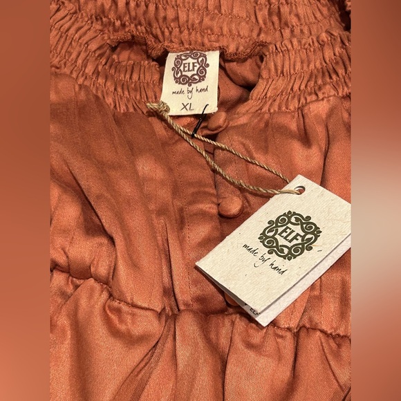 Bali Elf Linnette Mini Dress Copper Color Ruffle Fit Flare Style Cowboy Size XL - Picture 2 of 8